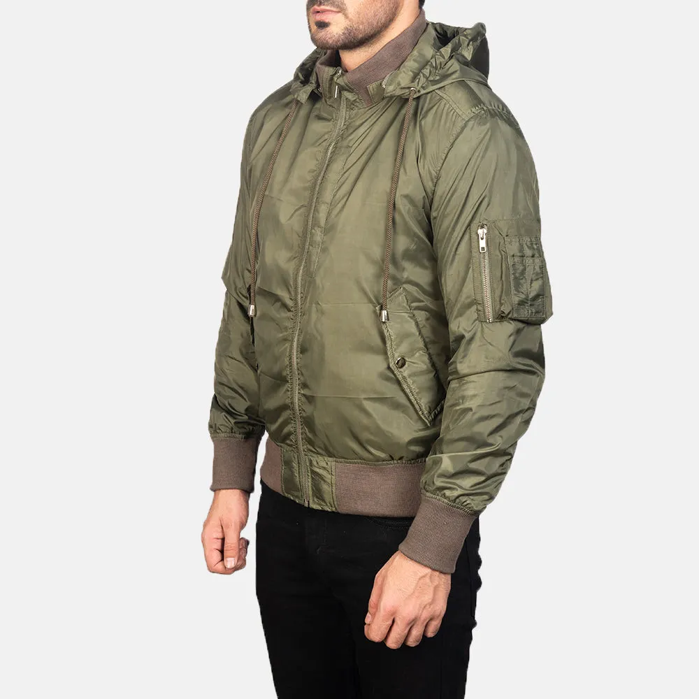 Hanklin Ma-1 Green Hooded Bomber Jacket