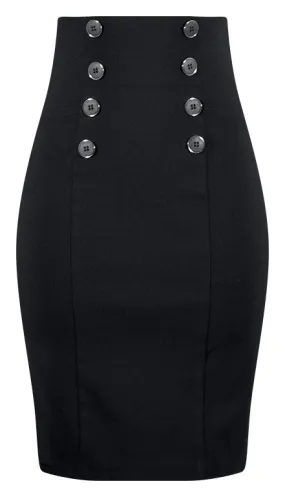 High Waist Pin Me Up Pencil Skirt in Black