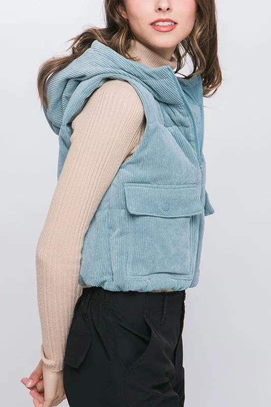 HOODED CORDUROY VEST