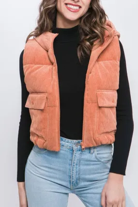 HOODED CORDUROY VEST