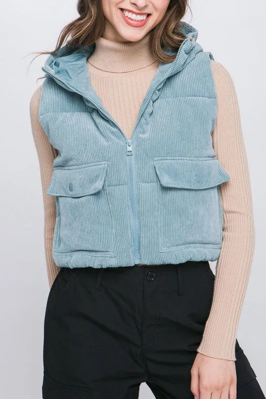 HOODED CORDUROY VEST