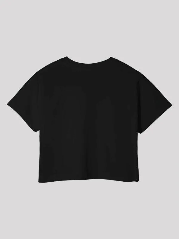 Introvert Black Crop Top For Women