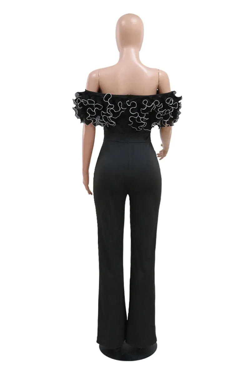 JD437 Ruffles Off Shoulder Jumpsuits