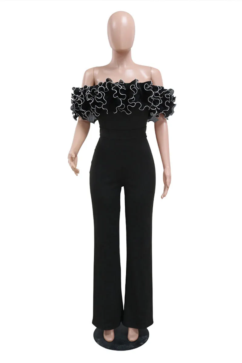 JD437 Ruffles Off Shoulder Jumpsuits