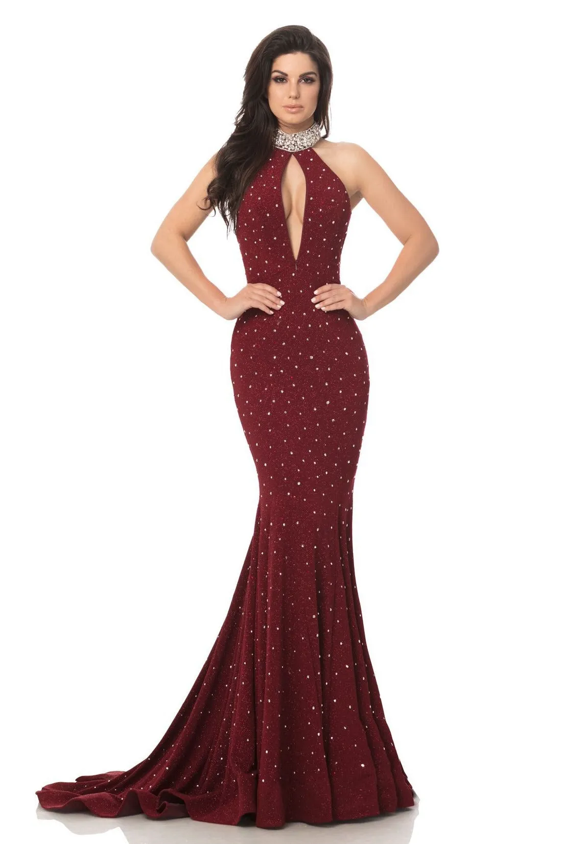 Johnathan Kayne 8235 Size 4 Embellished Glitter Mermaid Crystal Choker Prom Dress Pageant Gown