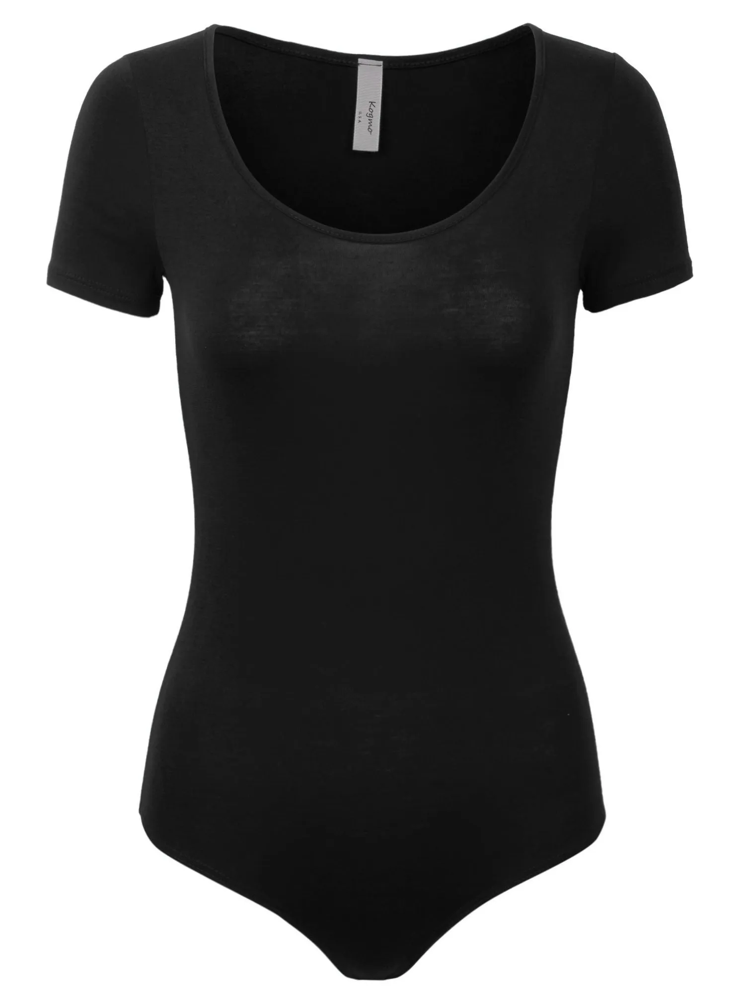 KOGMO Women's Round Neck Short Sleeve Bodysuit Leotard Made in USA