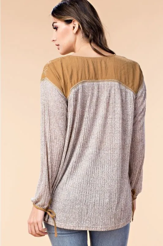 Kori Soft Melodrama Knit Top  - Camel