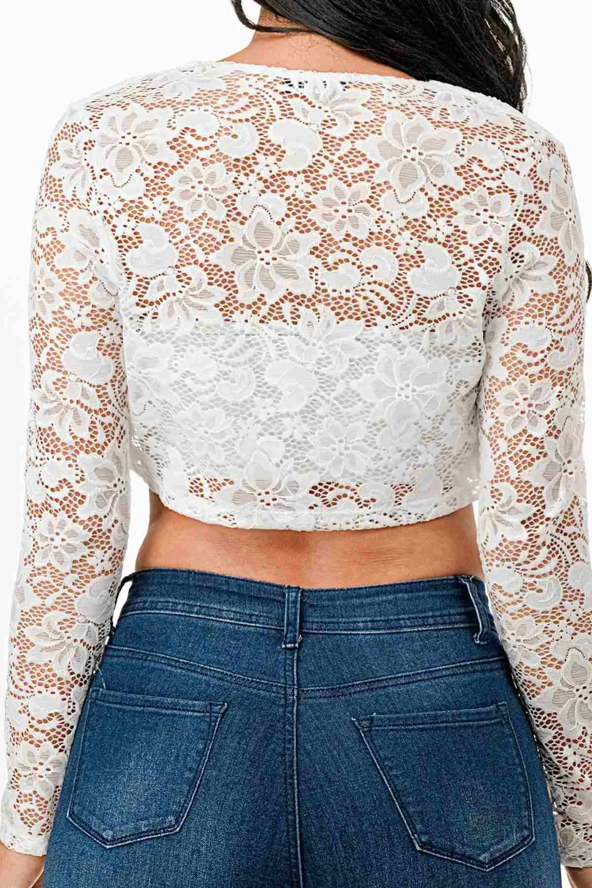 La Scala 11631 Lace Long Sleeve Cropped Jacket