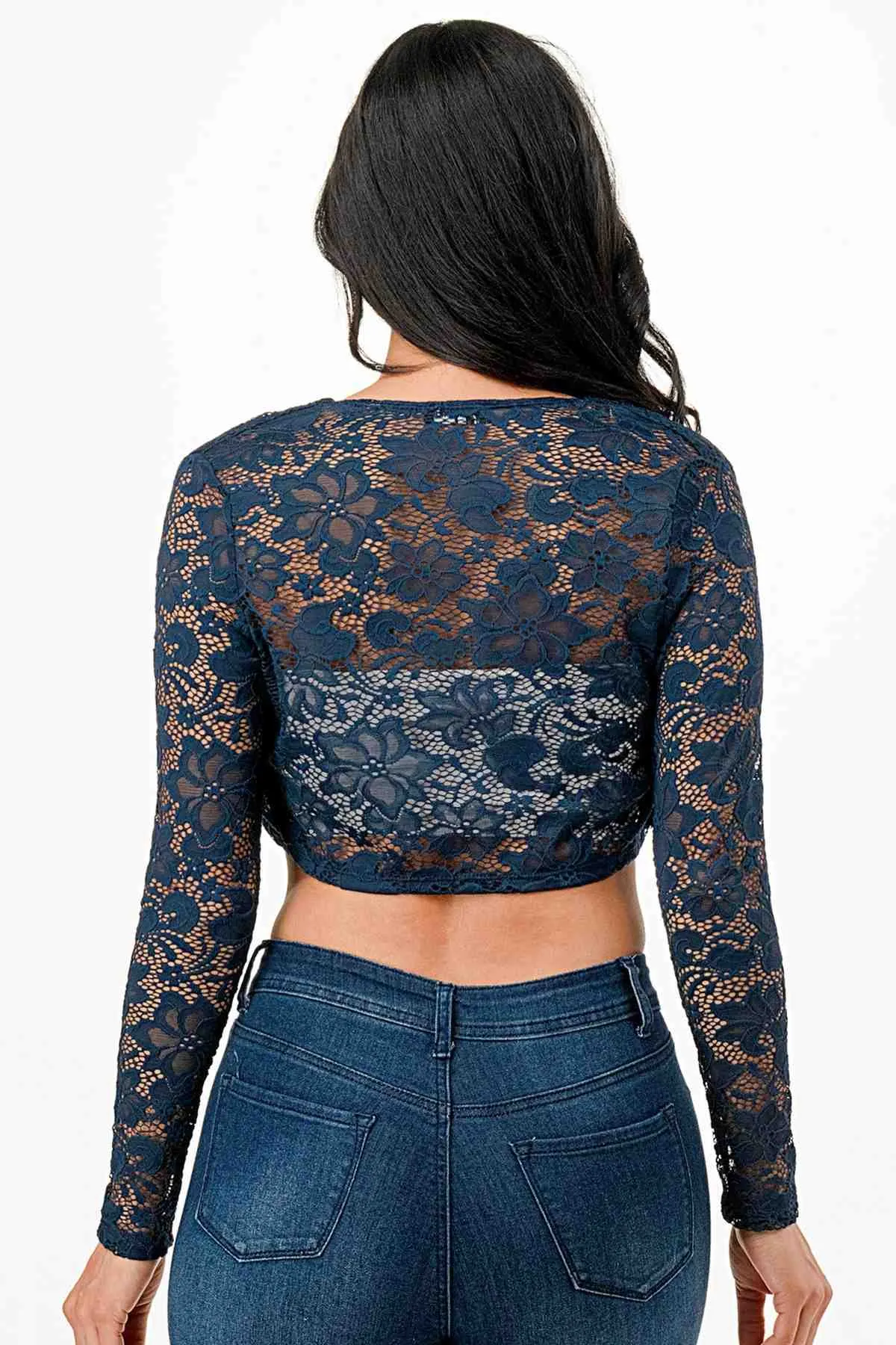 La Scala 11631 Lace Long Sleeve Cropped Jacket