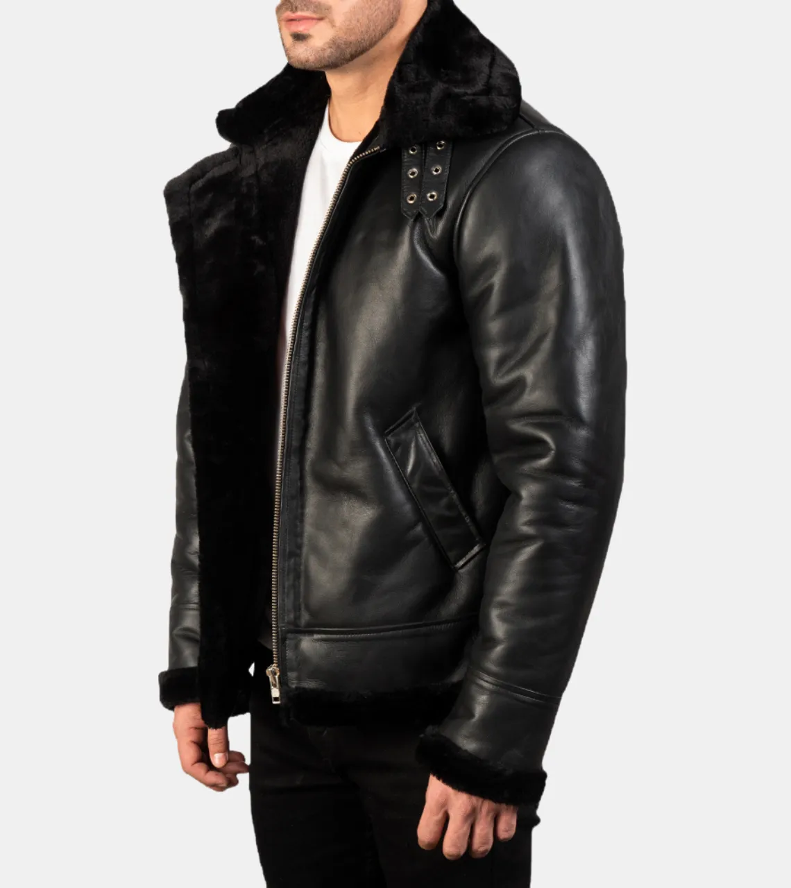 Lazarus Men's Black Shearling Leather Jacket