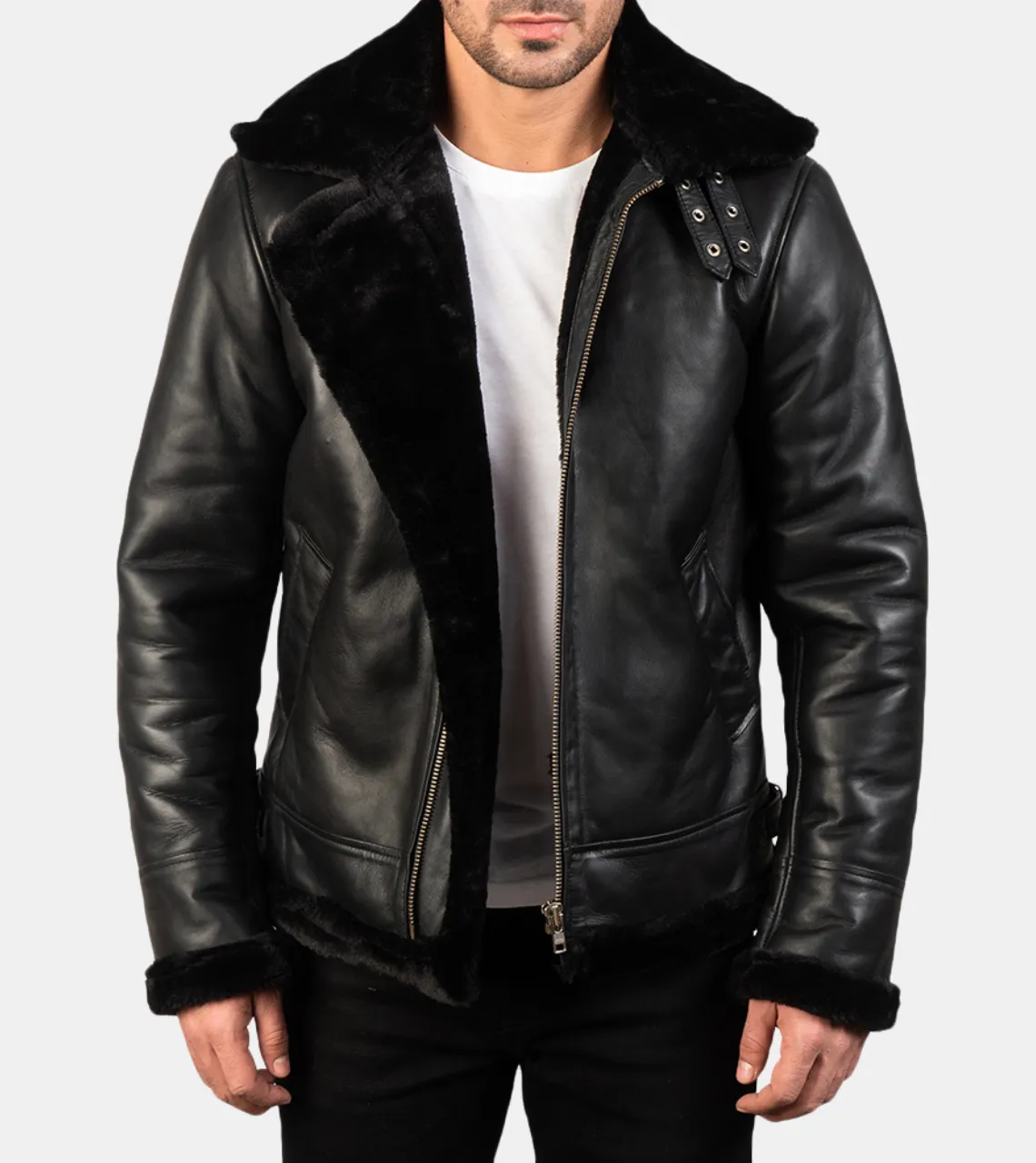 Lazarus Men's Black Shearling Leather Jacket