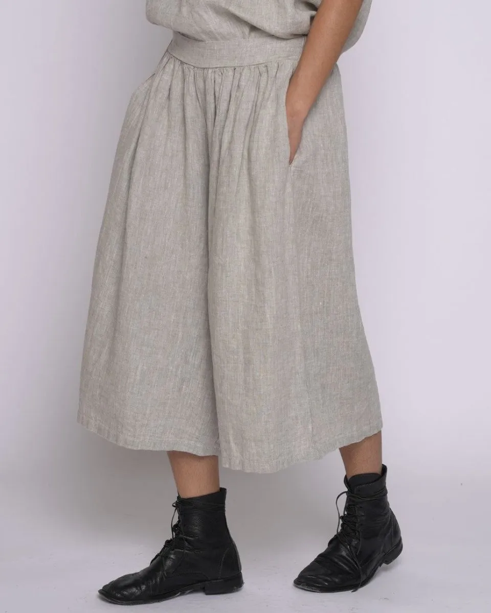 Linen Elastic Waist Capri