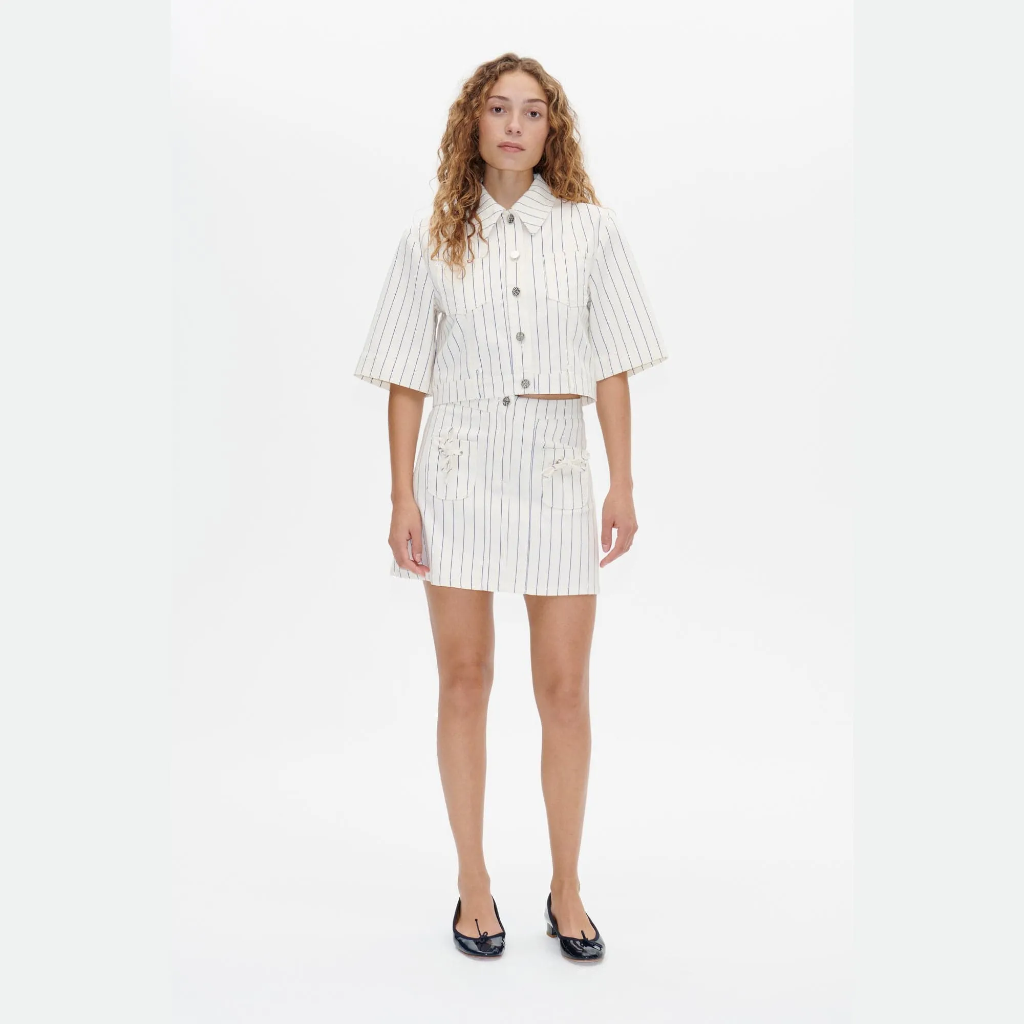 Majsa Shirt Majsa Shirt White Sand Pinstripe