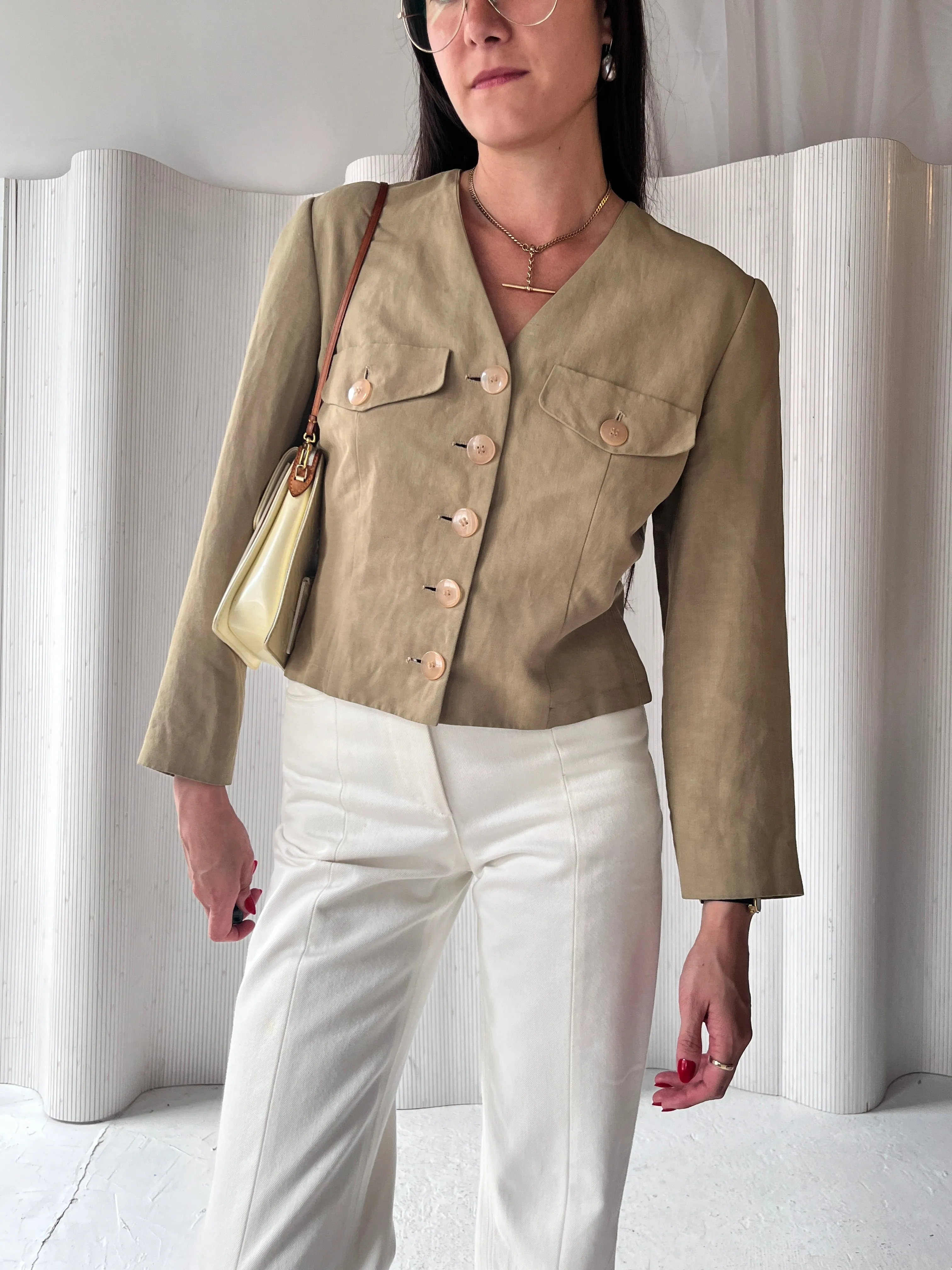 Mani green linen jacket