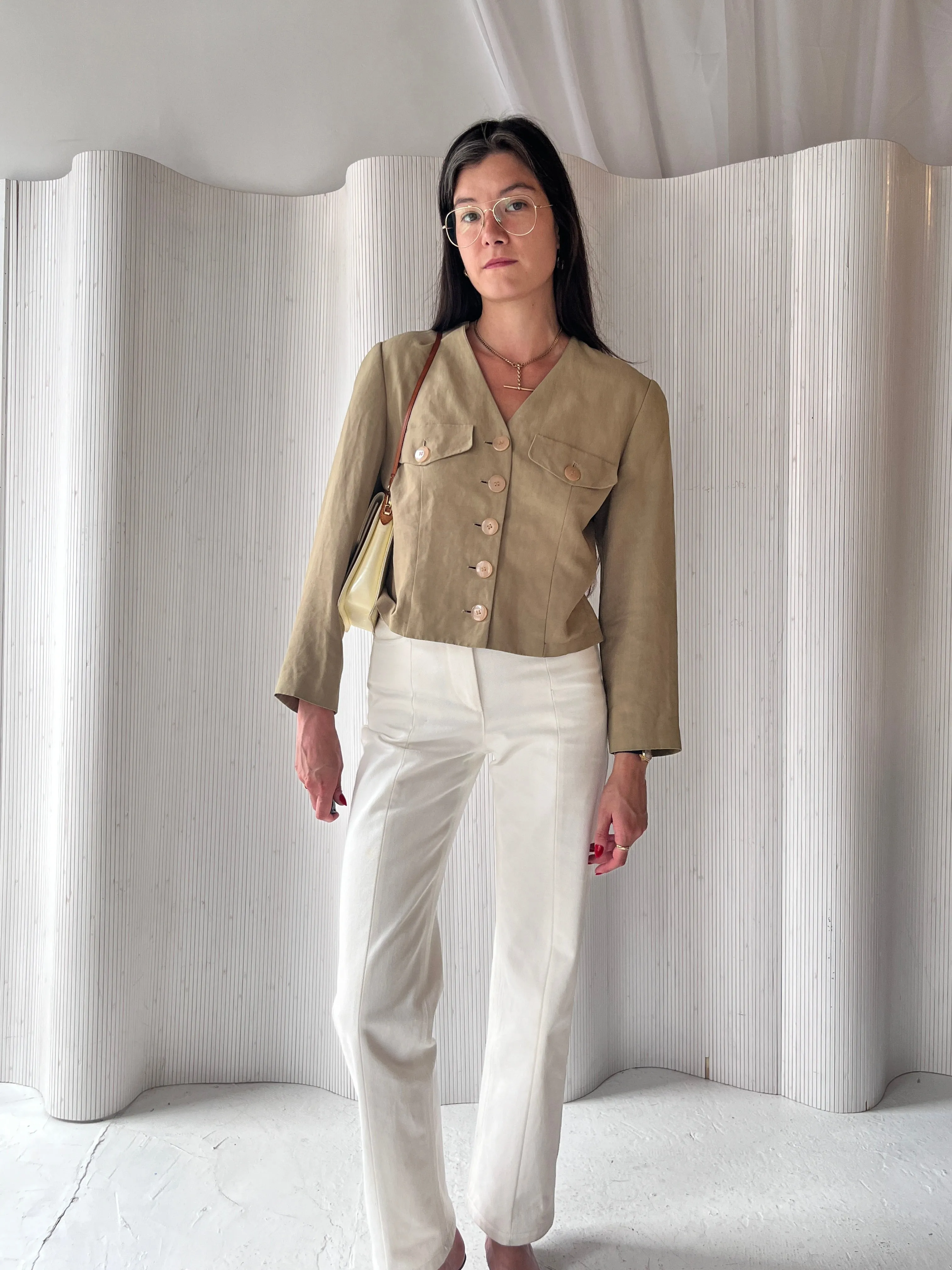 Mani green linen jacket