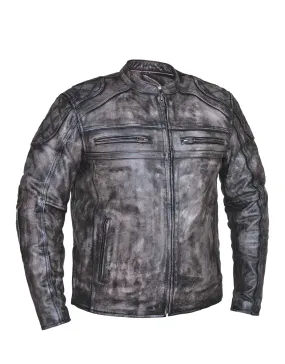 Men's Amarillo Gray Premium Leather Motorcycle Jacket