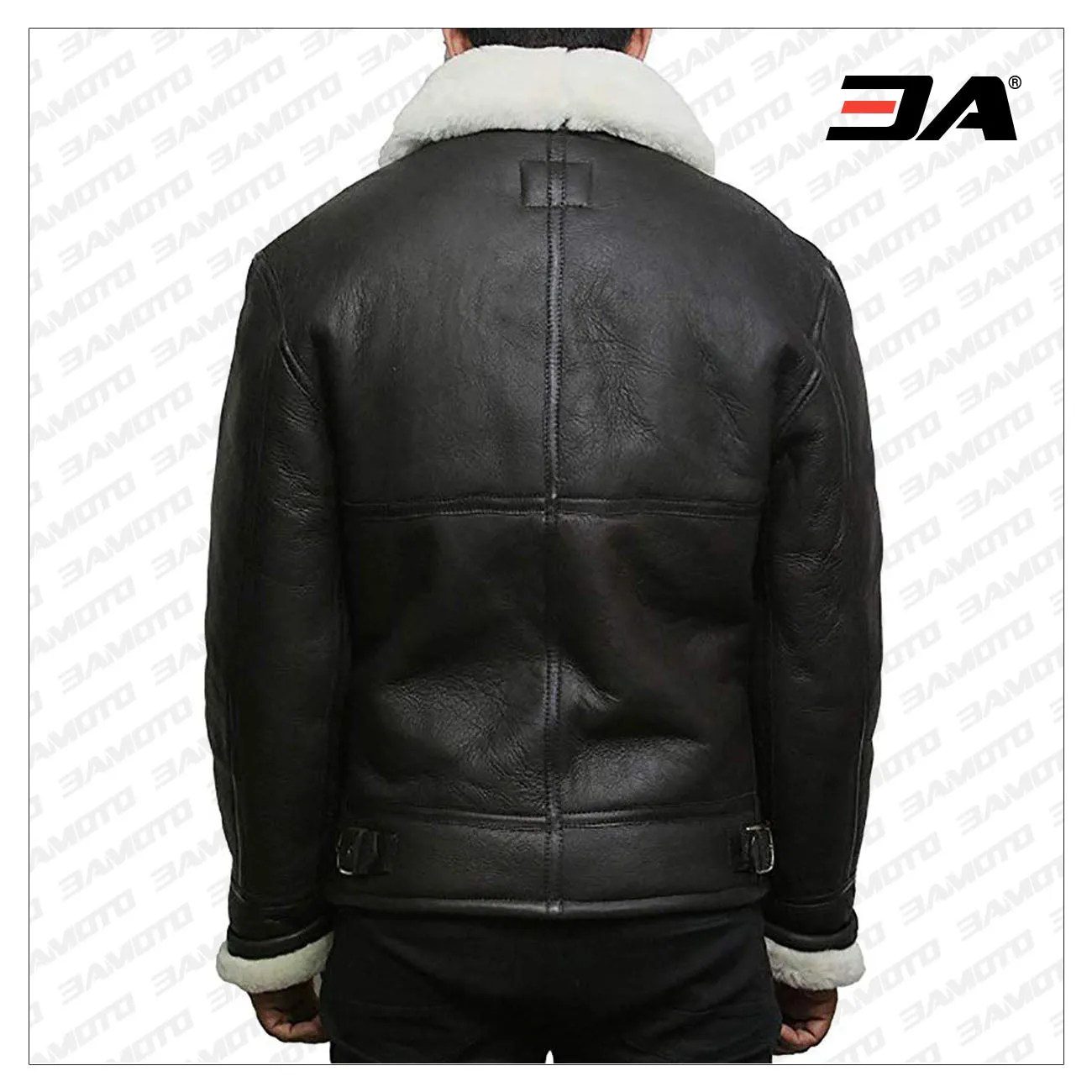 Men's Cream Wool Aviator B3 Shearling Real Sheepskin Leather Bomber Flying Pilot Jacket