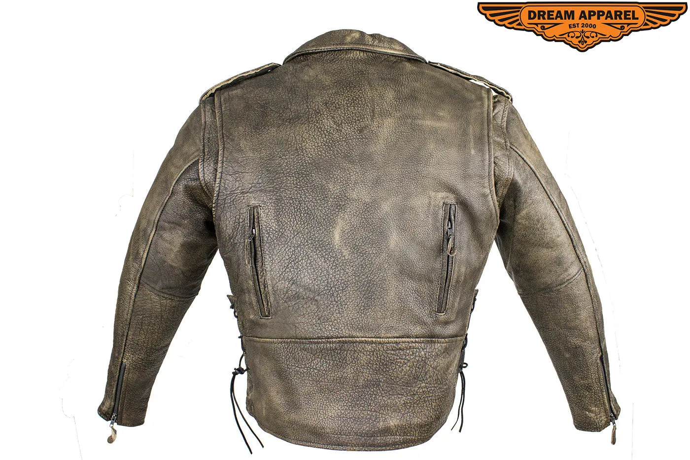 Men's Dark Brown Motorcycle Jacket with Gun Pockets