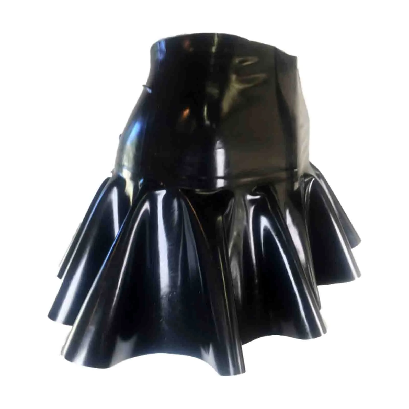 MONNIK Black Latex Fashion Skirt Miniskirt Sexy Women's Rubber short Half skirt with ruffle trim for fetish Catsuit Club party wear