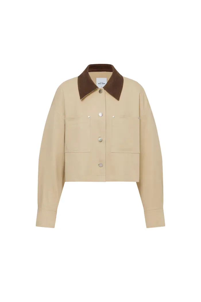 Morston Contrast Cropped Jacket in 100% Cotton Twill