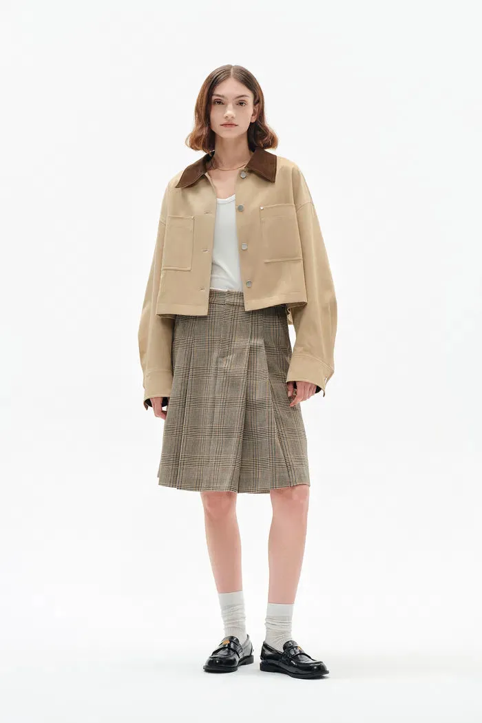 Morston Contrast Cropped Jacket in 100% Cotton Twill