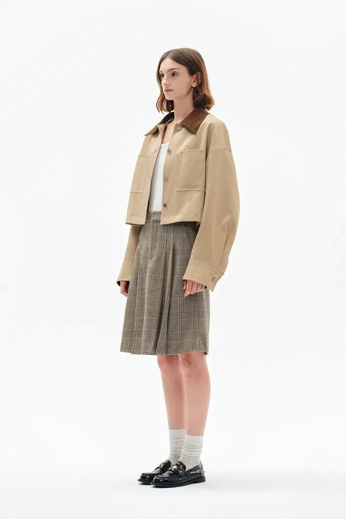 Morston Contrast Cropped Jacket in 100% Cotton Twill