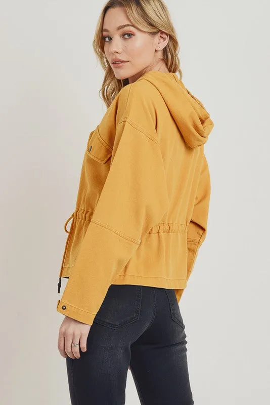 Mustard Cinch Waist Twill Jacket