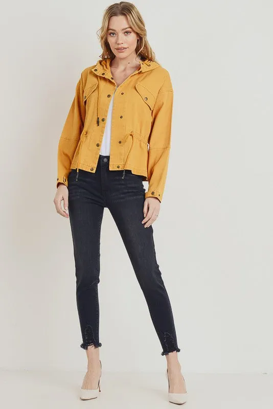 Mustard Cinch Waist Twill Jacket