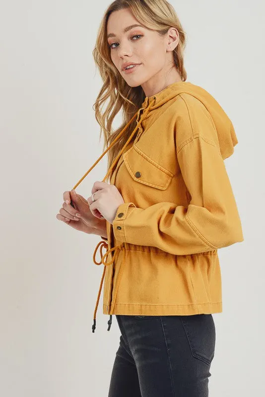 Mustard Cinch Waist Twill Jacket