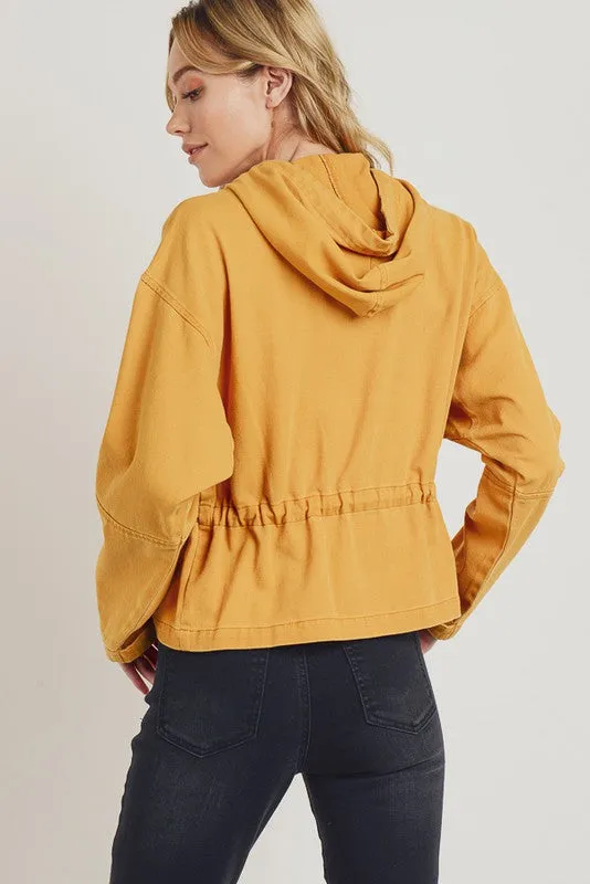 Mustard Cinch Waist Twill Jacket