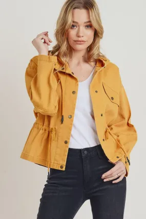 Mustard Cinch Waist Twill Jacket