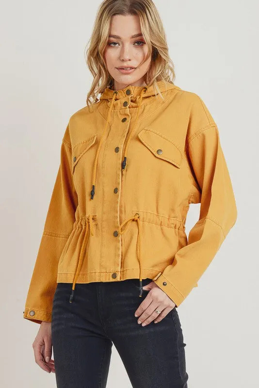 Mustard Cinch Waist Twill Jacket