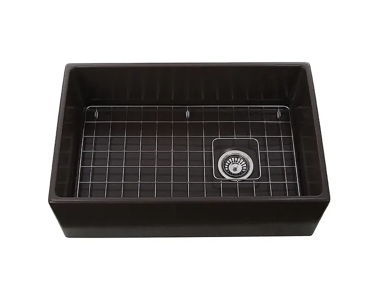 Nantucket sinks T-FCFS3019CB-OSD 30 inch farmhouse fireclay sink with drain and grid finished in white