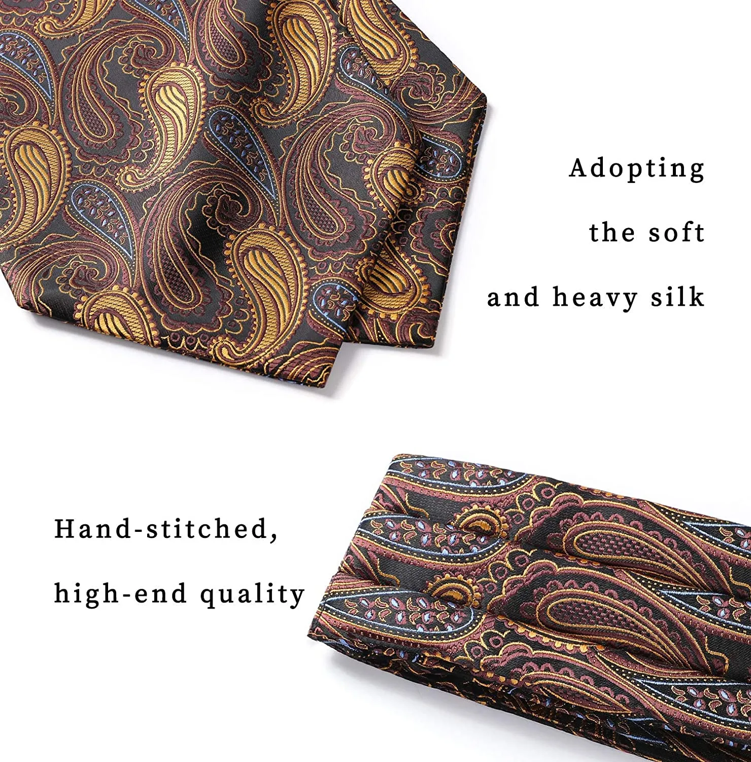 Paisley Ascot Cravat Scarf - A-BROWN PAISELY