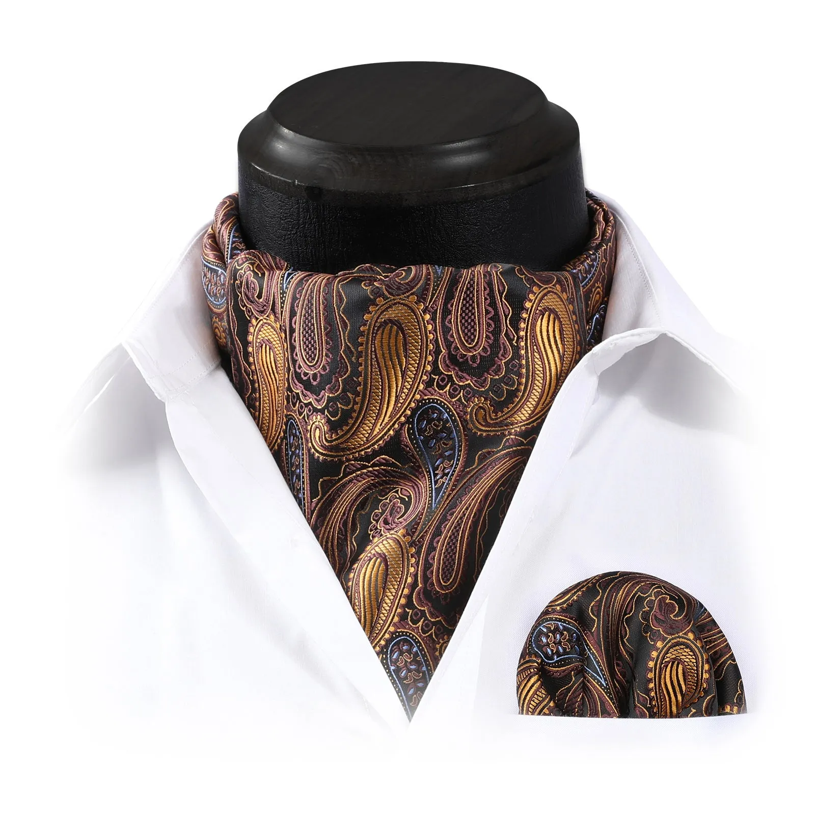 Paisley Ascot Cravat Scarf - A-BROWN PAISELY