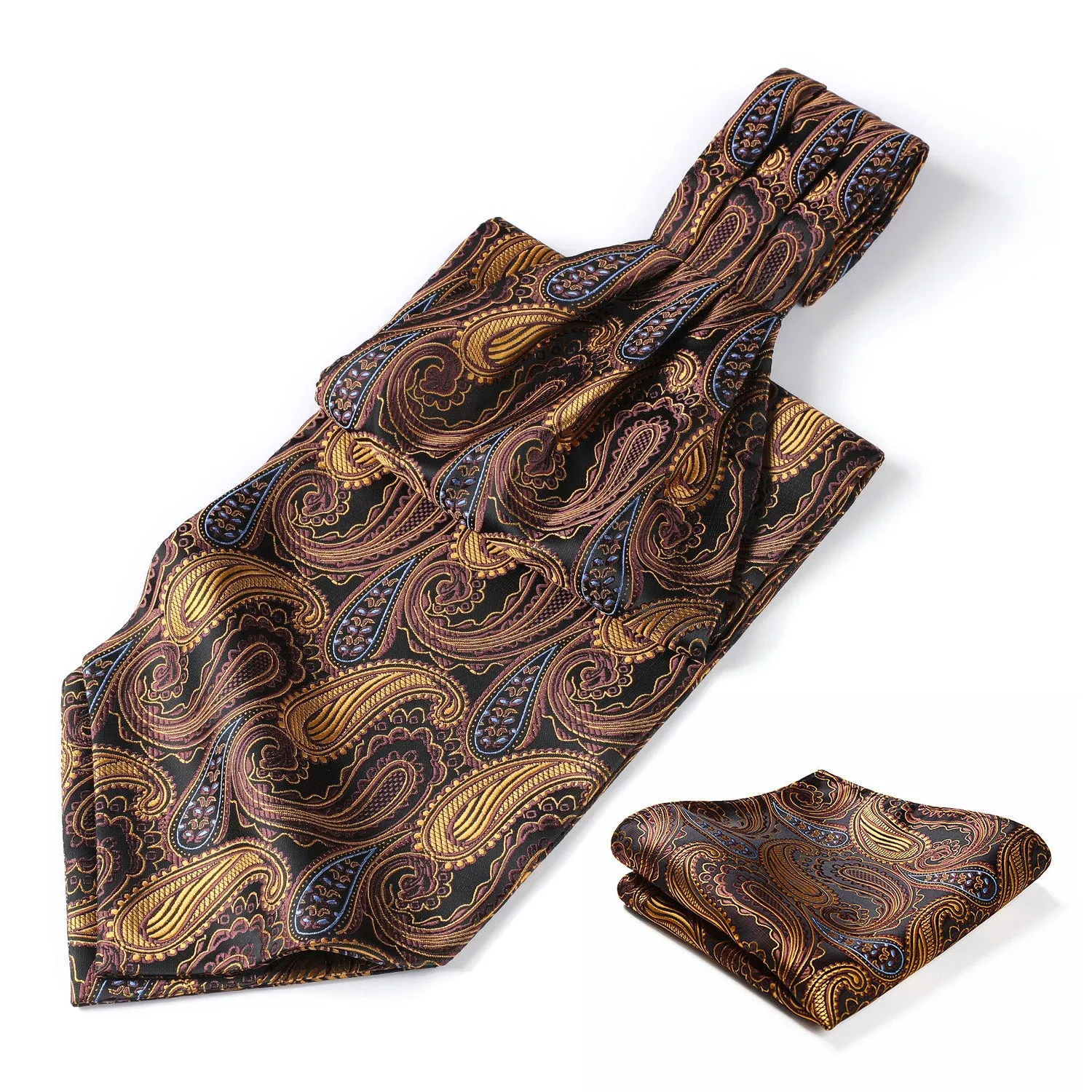 Paisley Ascot Cravat Scarf - A-BROWN PAISELY