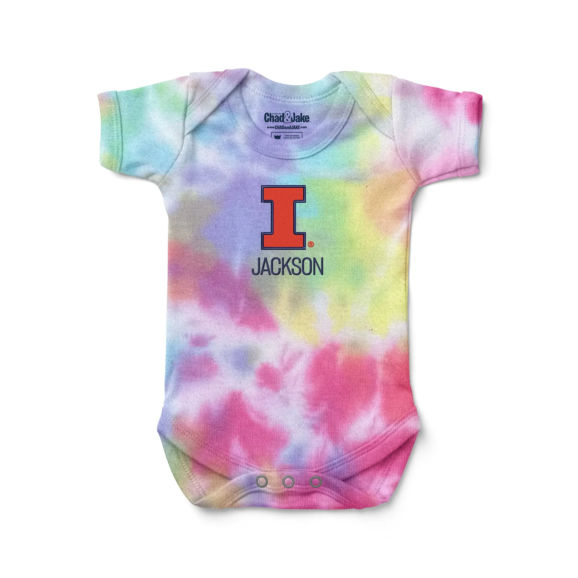 Personalized Illinois Fighting Illini Tie Dye Bodysuit