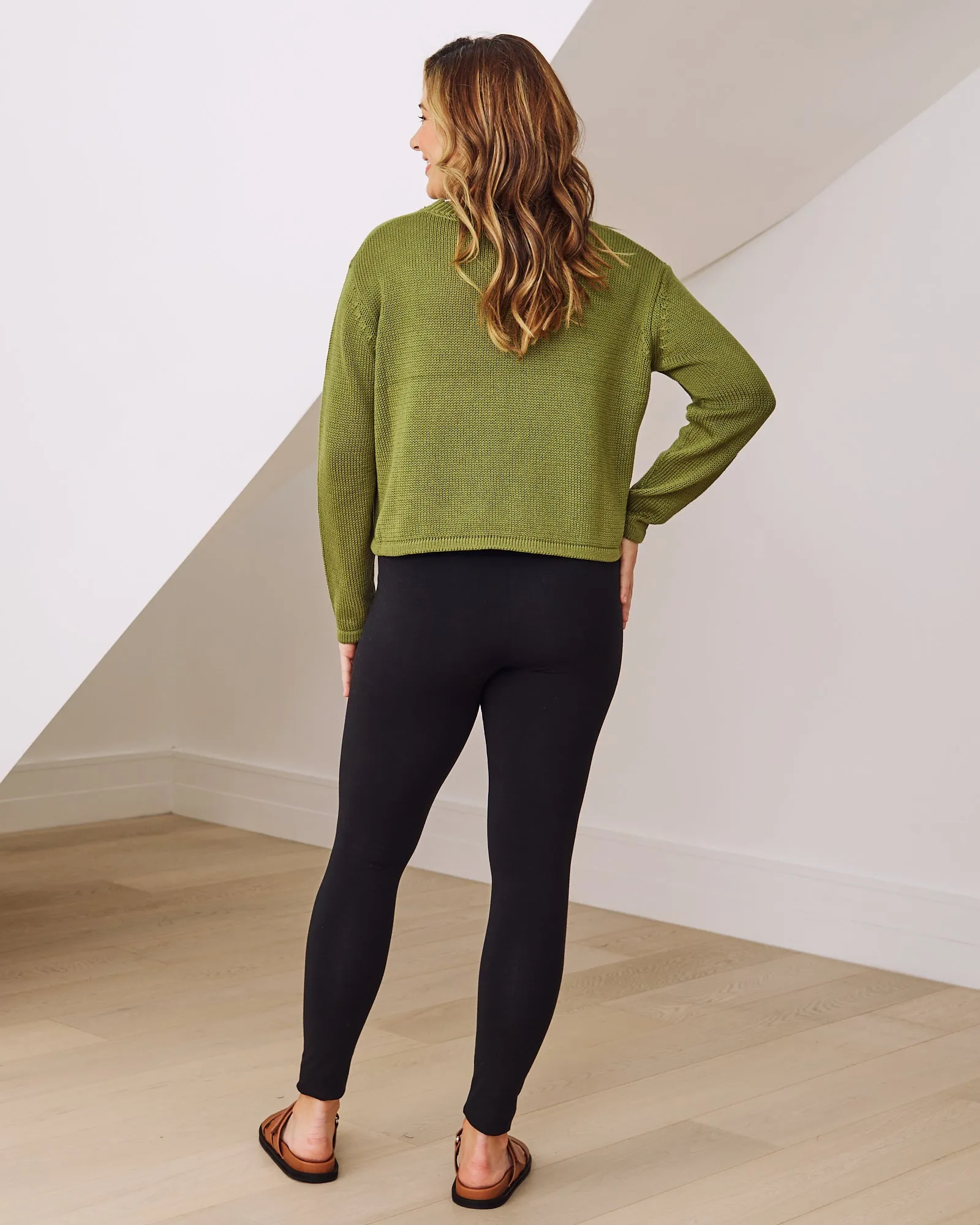 Phoebe Maternity Cropped Knit in Green