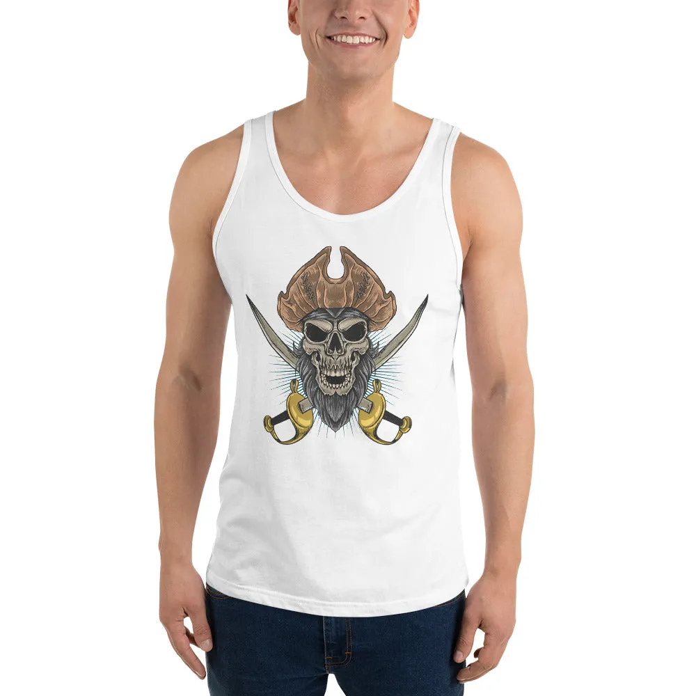 Pirate skull in front of crossed sabers Men's Tank Top