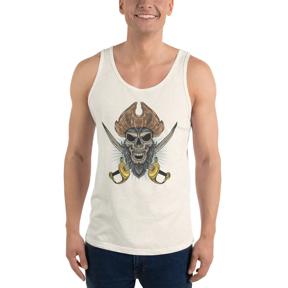 Pirate skull in front of crossed sabers Men's Tank Top