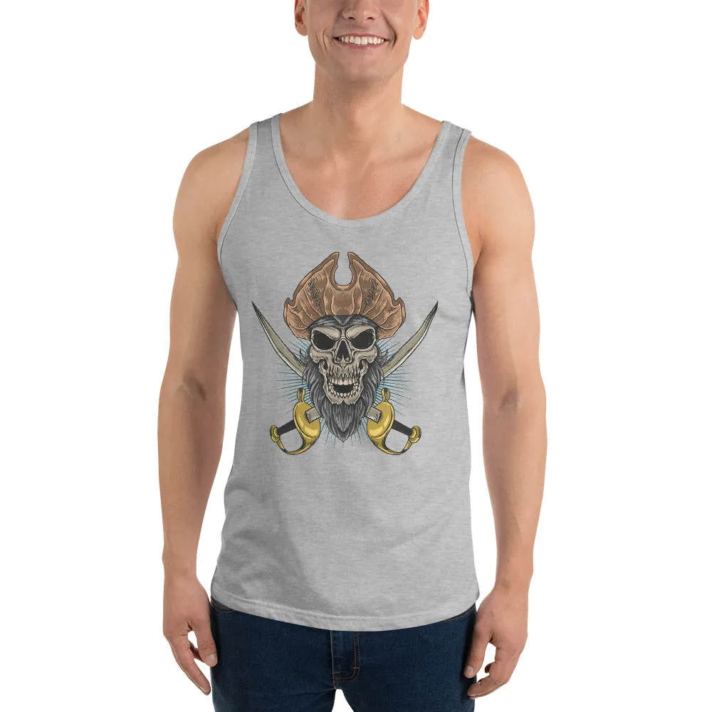 Pirate skull in front of crossed sabers Men's Tank Top