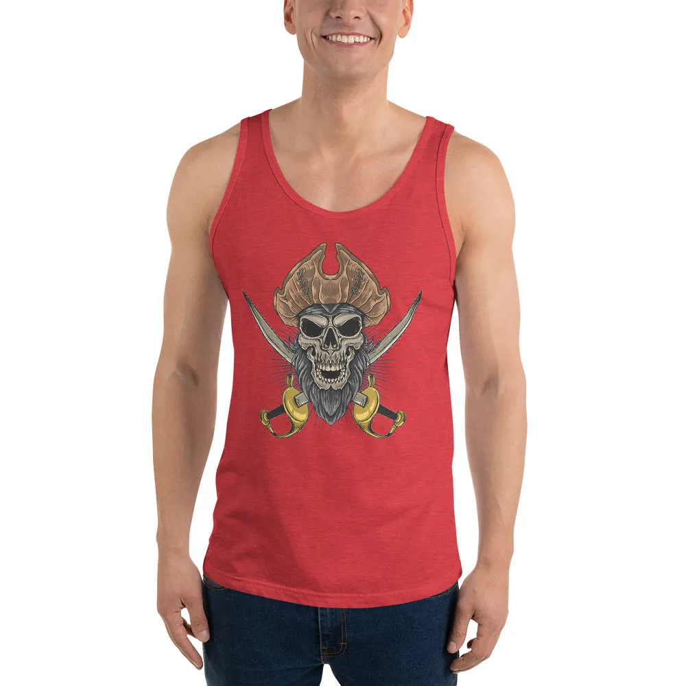 Pirate skull in front of crossed sabers Men's Tank Top