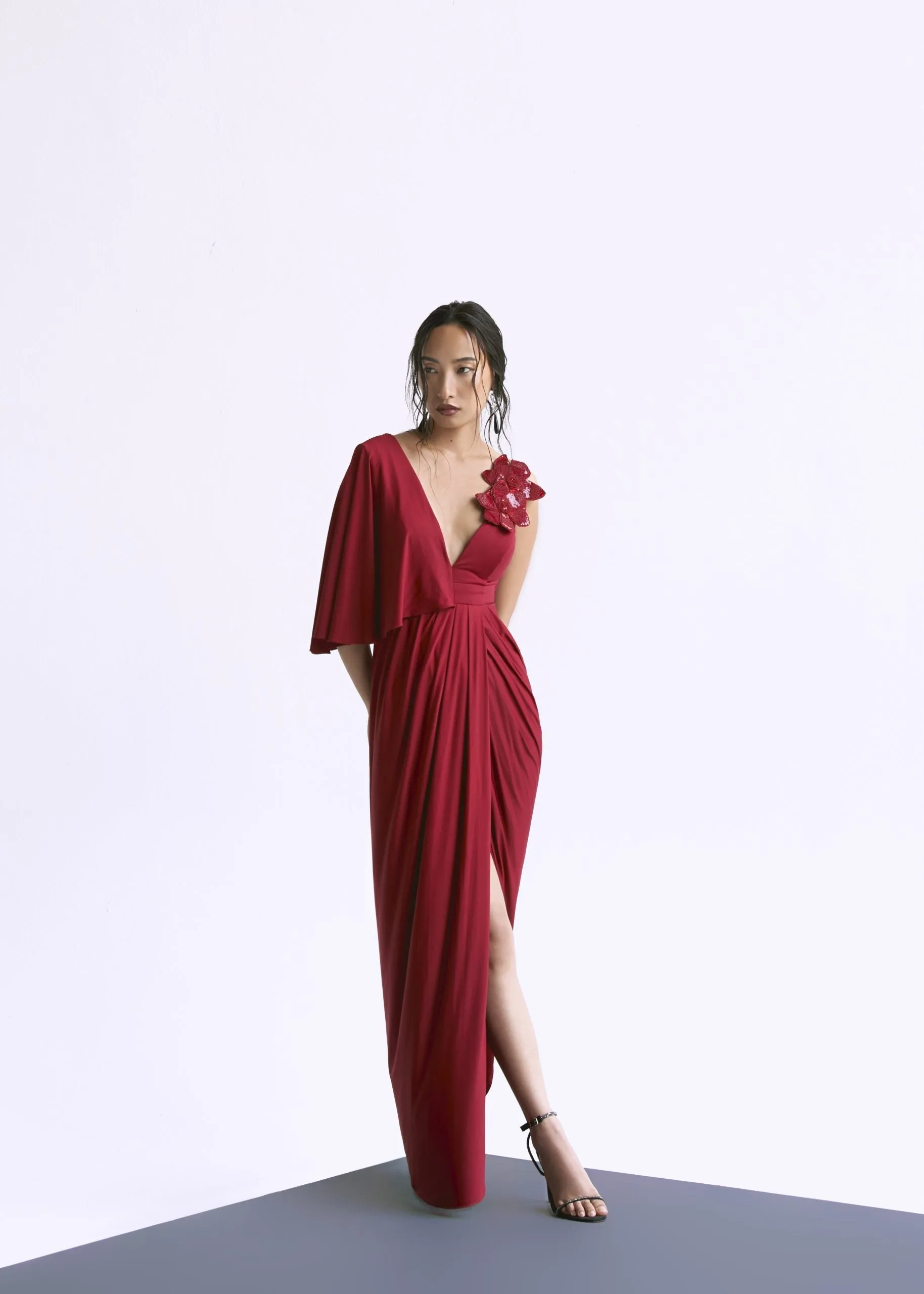 Plunge Overlap Gown