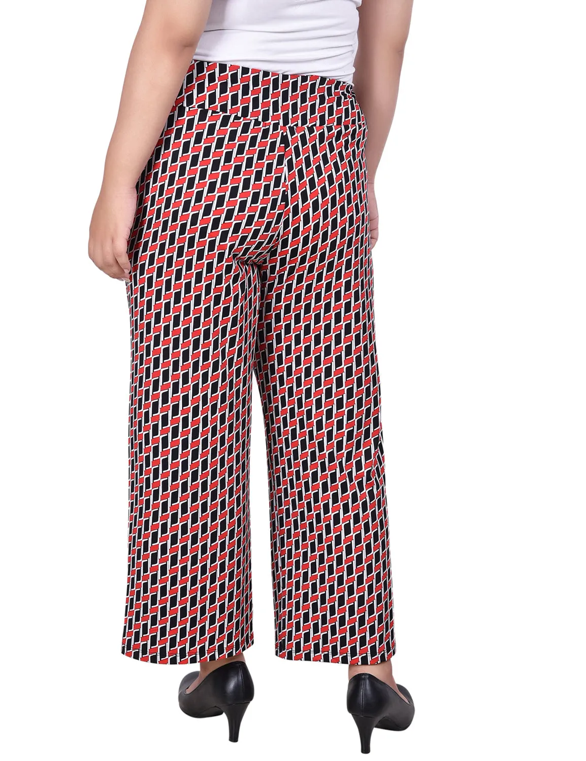 Plus Size Cropped Pull On Pants With Faux Belt