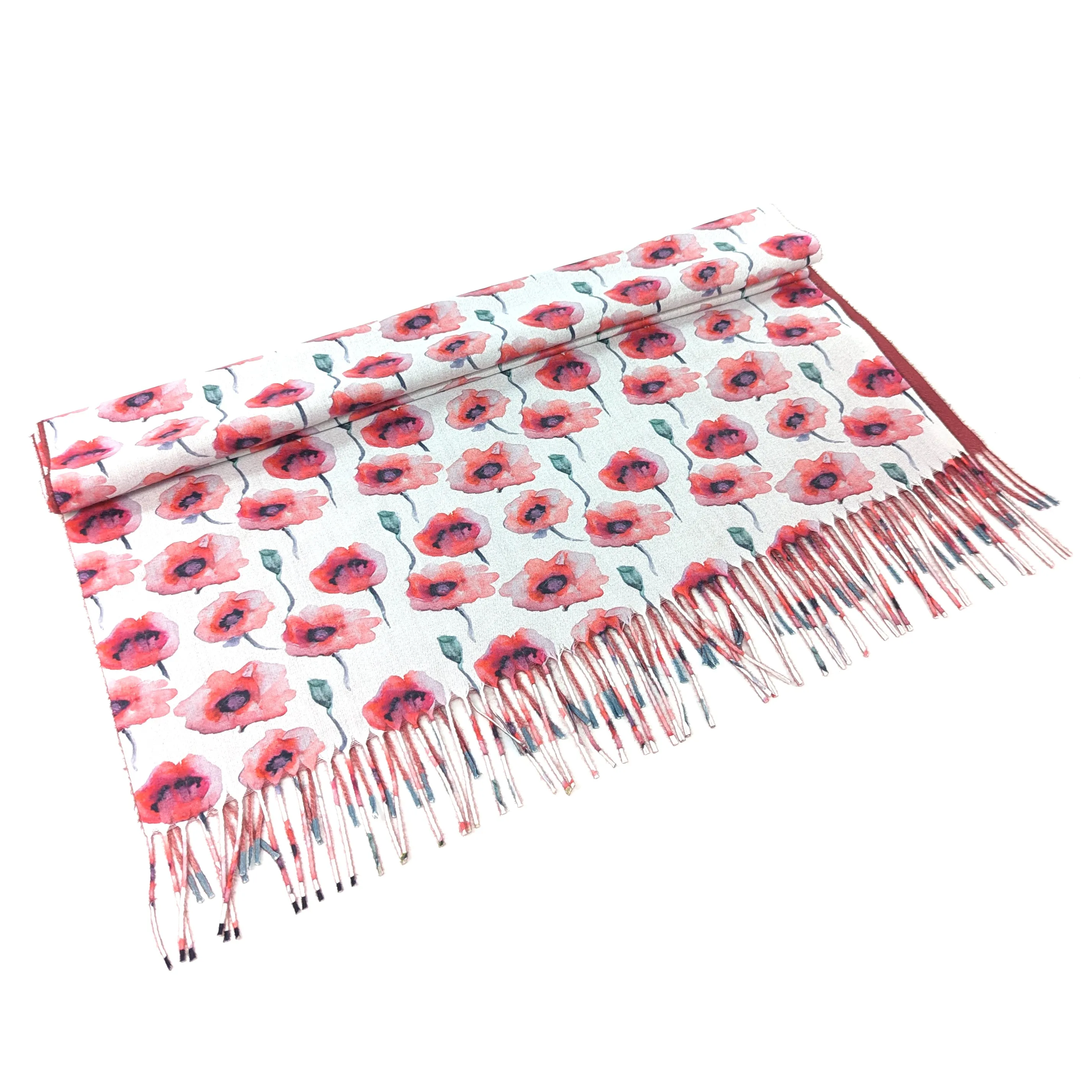 Poppy Field Pashmina Style Scarf - Exclusive Design (70x180cm)