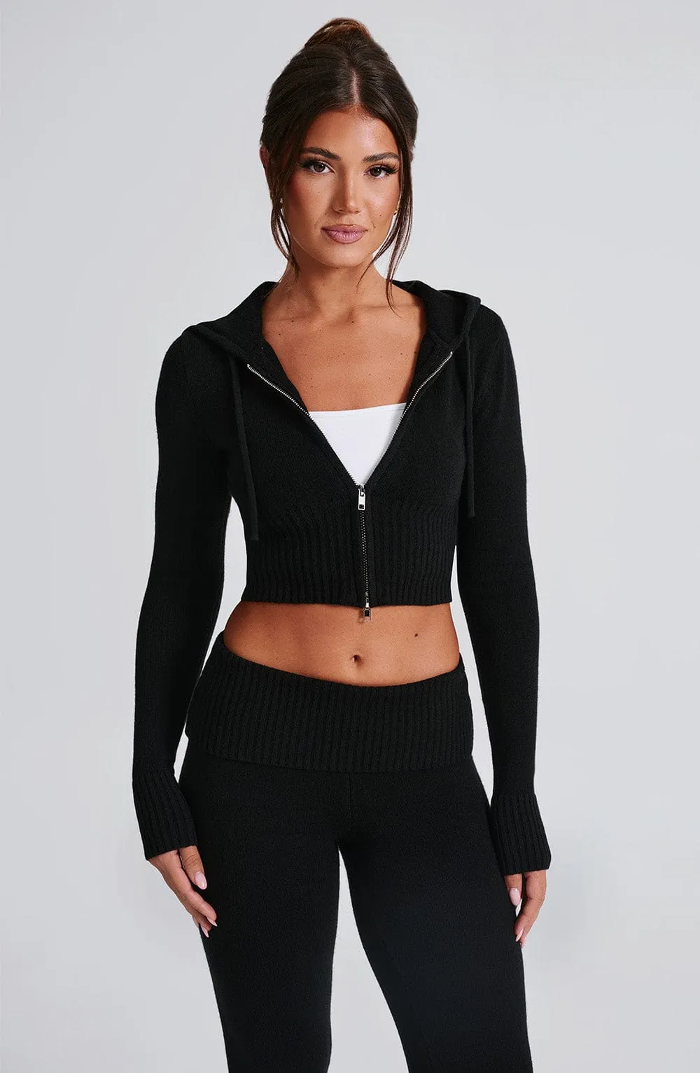 Portia Knit Hoodie - Black