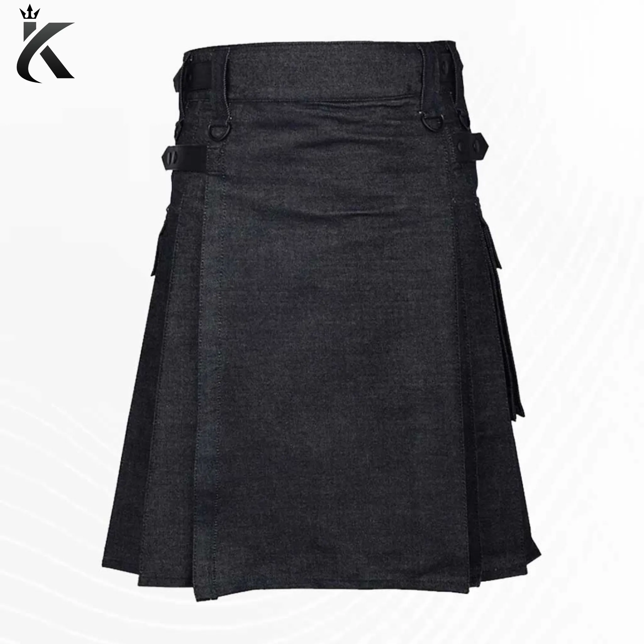 Premium Scottish New Black Denim Kilt For Men - Adapt to Any Occasion