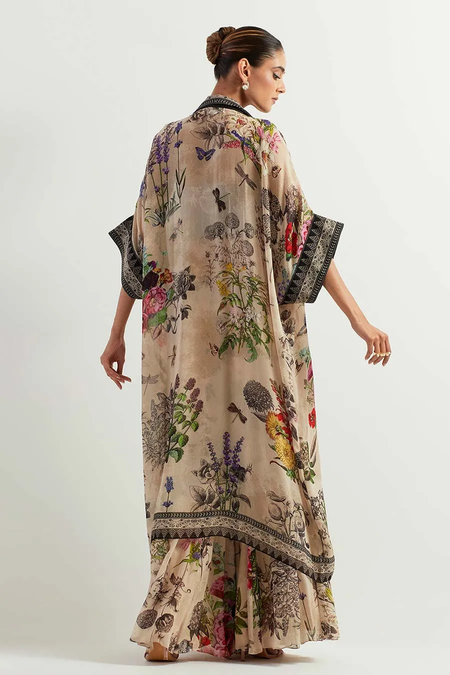 Printed Georgette Sharara Set With Long Cape