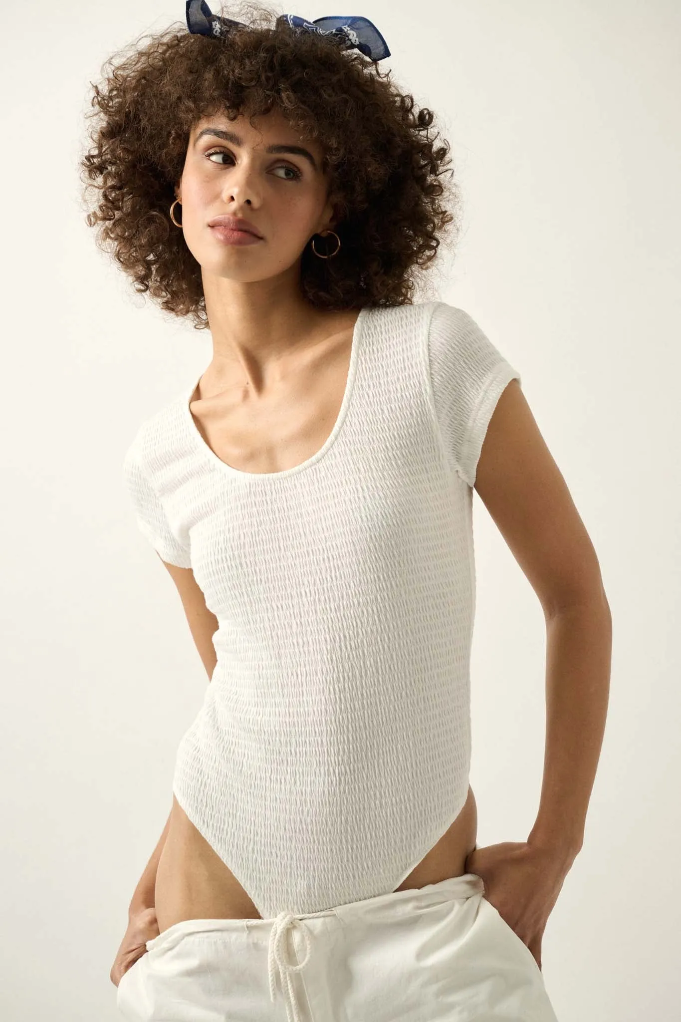 Promise the Label Smocked Jersey Scoop Bodysuit