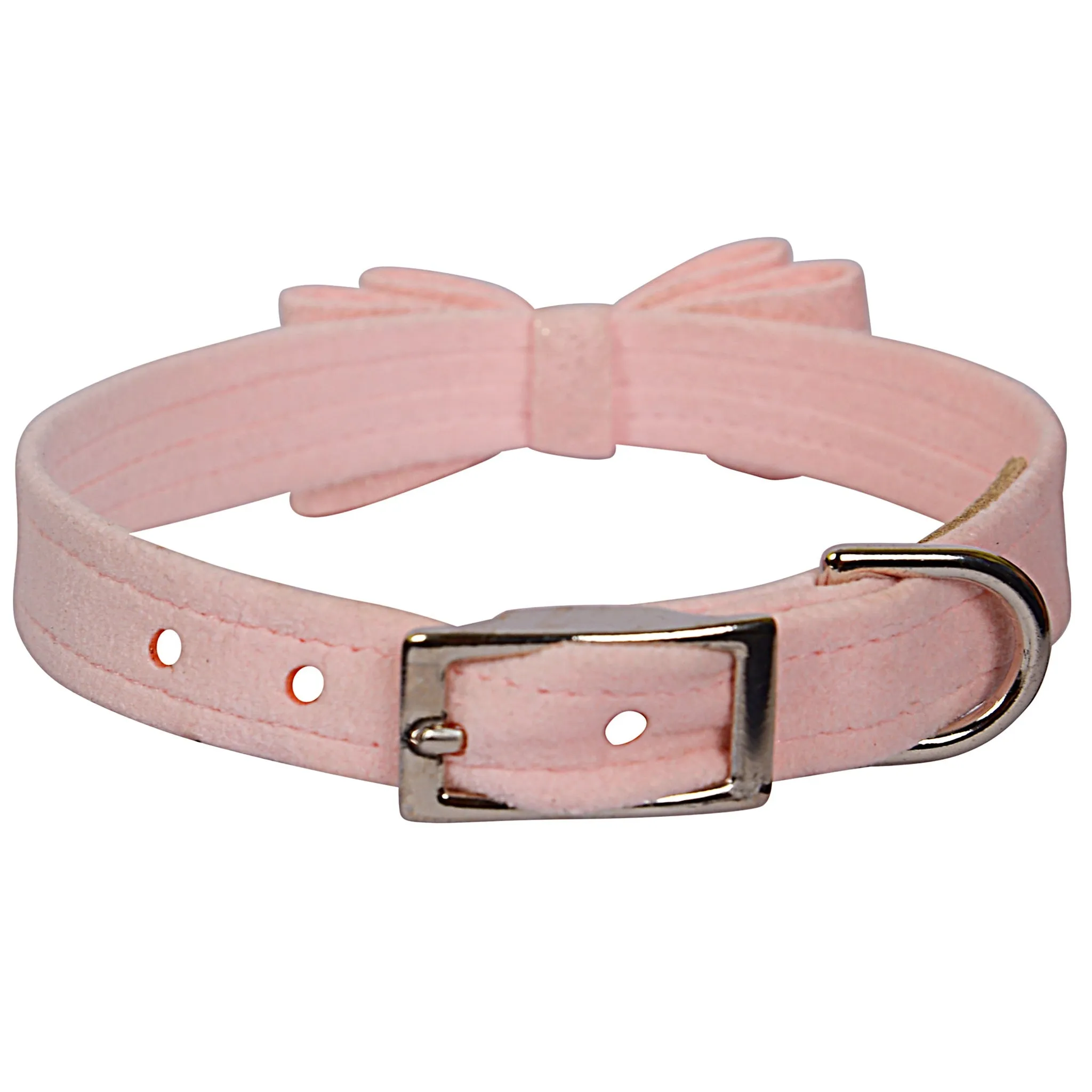 puppy pink glitz 1/2" big bow collar - *special order